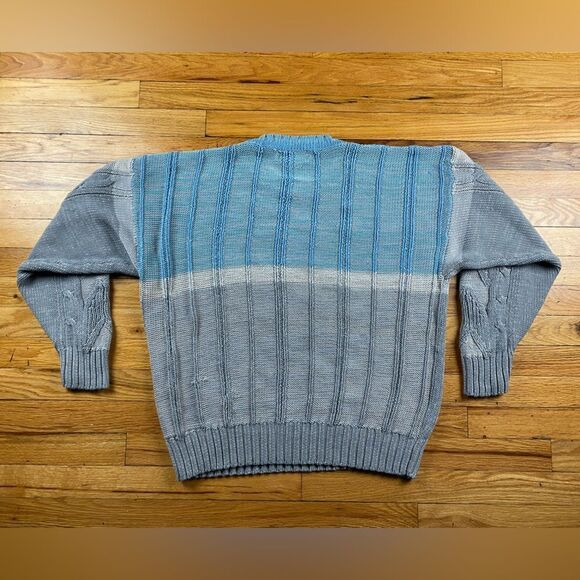 Arrow Sport 90’s Knitted Blue & Gray Sweater Size Large - Picture 3 of 8